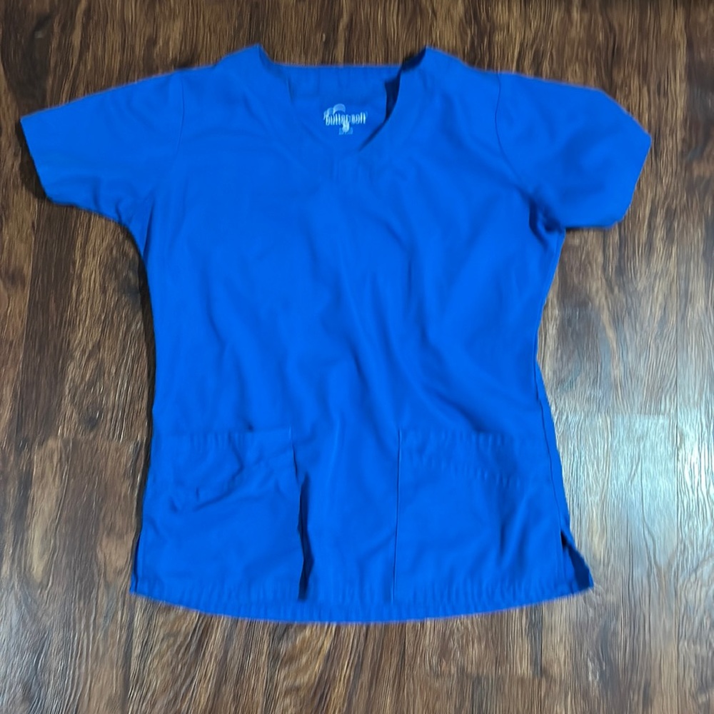 Royal blue butter soft scrub top